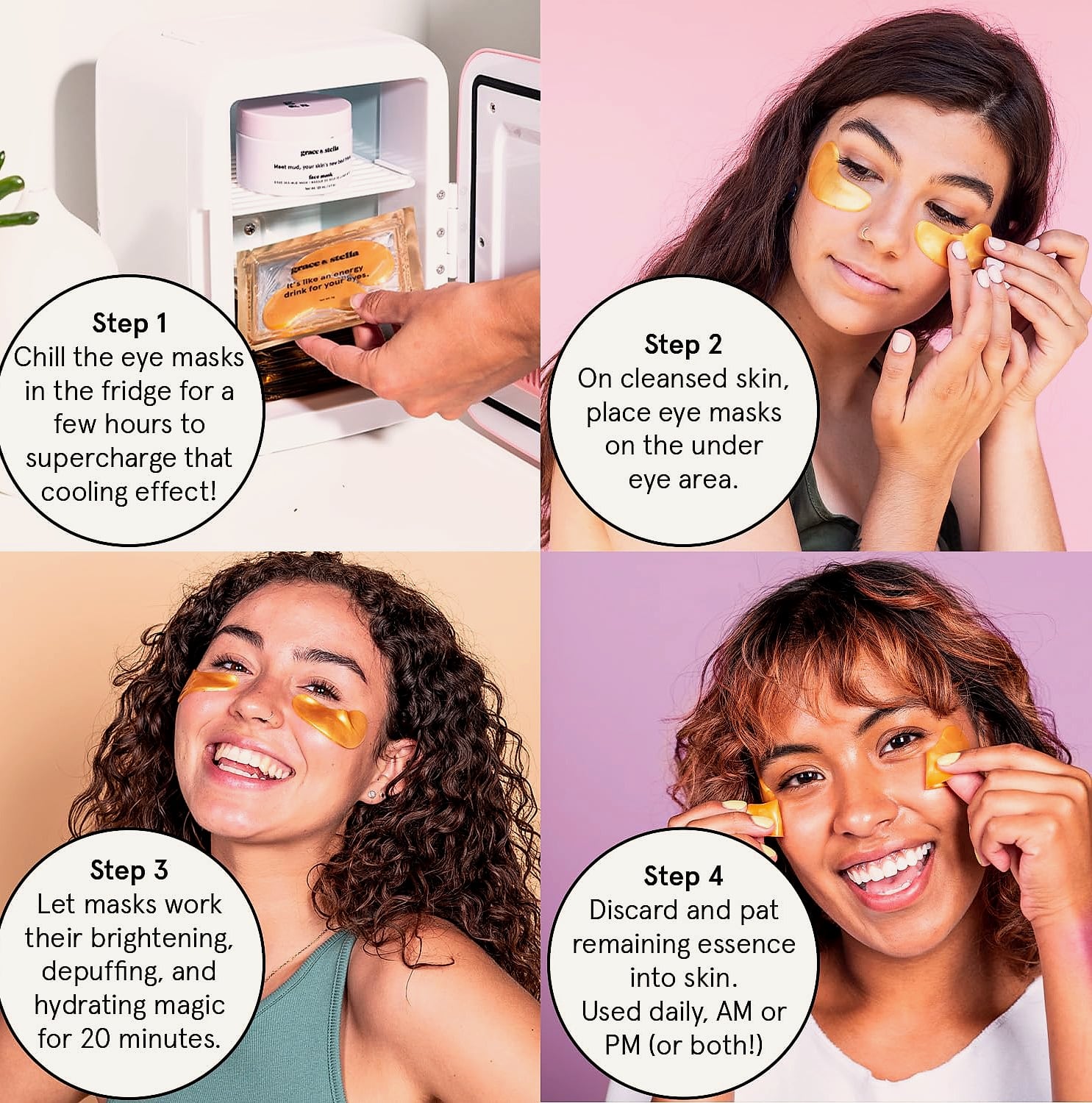 Grace & Stella Gold Under Eye Mask for Dark Circles, 24 Pairs