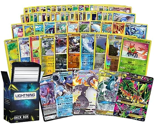Pokemon 50 Card Bundle with Double Rare Legendary and Deck Box