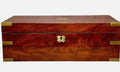 Antique English Brass Bound Mahogany Writing Slope Travel Desk VR Crown 19th C