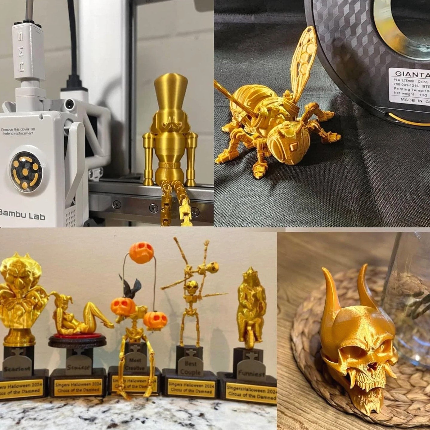3D Printer Filament Silk Gold PLA Filament 1Kg (2.2lbs Spool, 1.75mm)