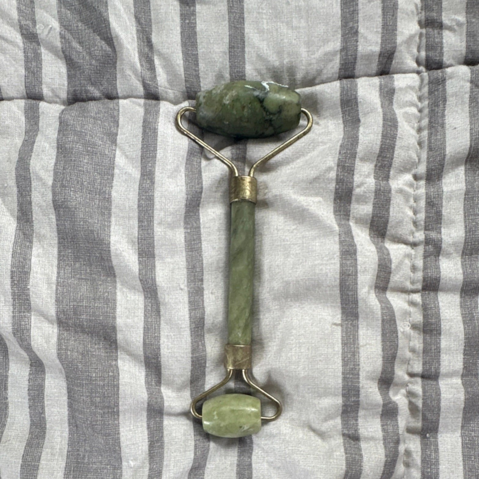 Jade Green Face Massage Roller with Dual Heads for Facial Care