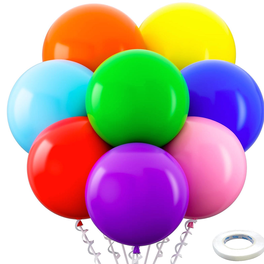 Bezente 12 Inch Rainbow Latex Balloons, 100 Pack Party Decorations