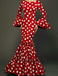 Polka Dot Trumpet Sleeve Evening Dress with Fishtail Hem