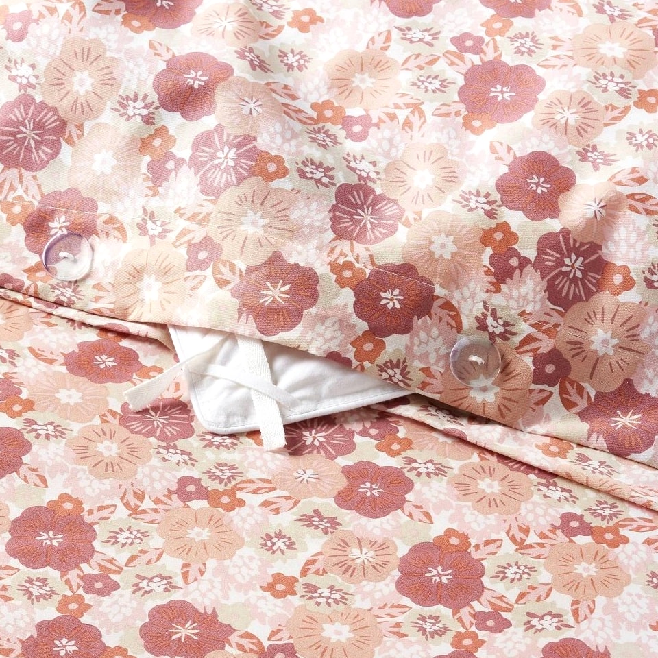 Full/Queen Printed Easy Care Duvet Cover and Sham Set Copper/Light Pink Floral