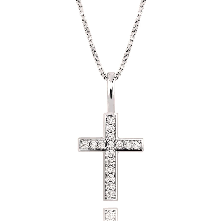 TOPGRILLZ 925 Sterling Silver Ice Zircon Cross Pendant
