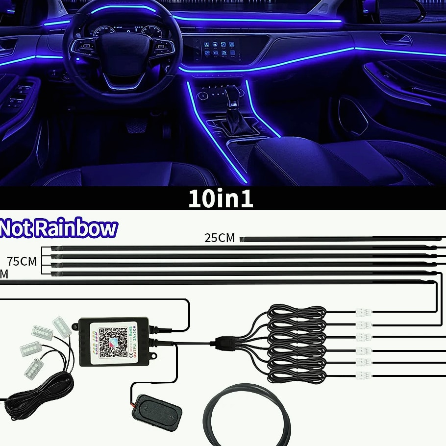 WUMFIRE RGB LED Car Ambient Light Strip Kit with App Control