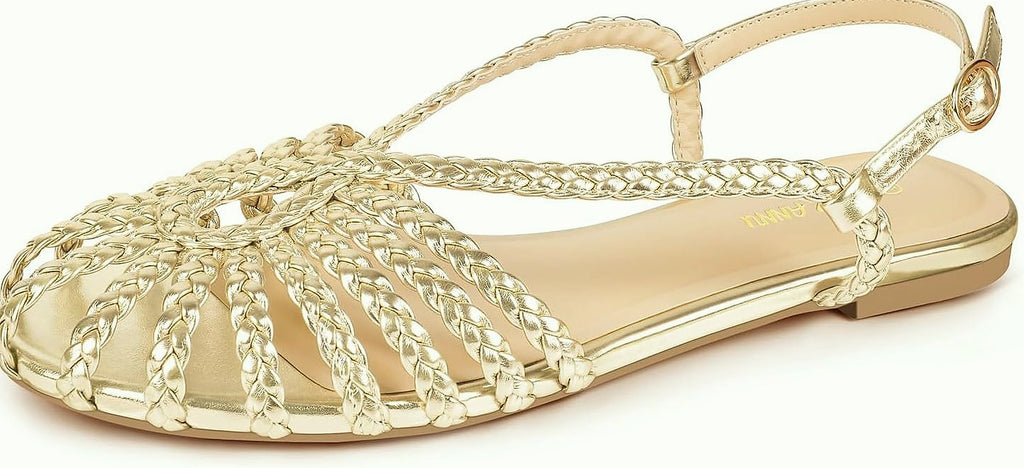 PIZZ ANNU Sophia Braided Flat Sandals Women Walking Shoes