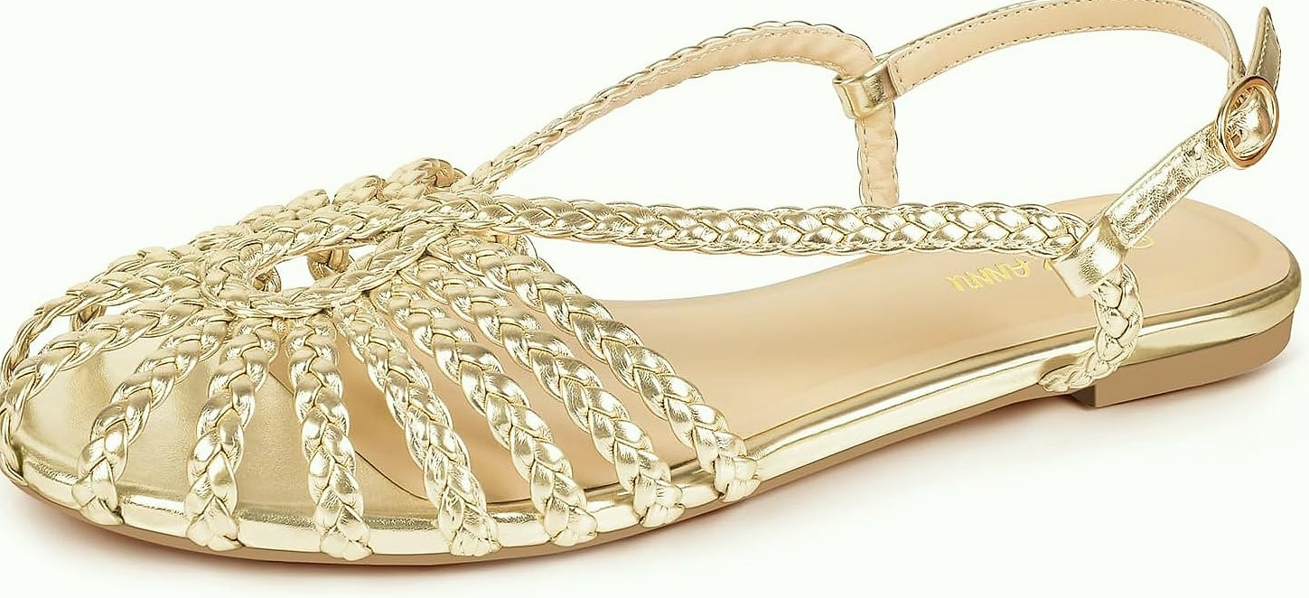 PIZZ ANNU Sophia Braided Flat Sandals Women Walking Shoes