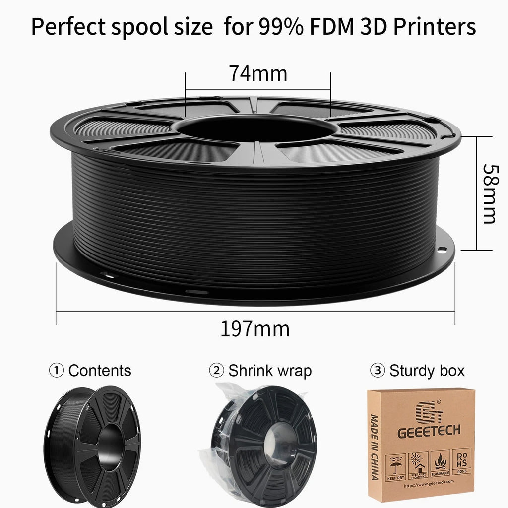 [BUY 6 GET 10] Geeetech 3D Printer Filament PLA/PETG/TPU/ABS+ 1.75mm 1KG Lot