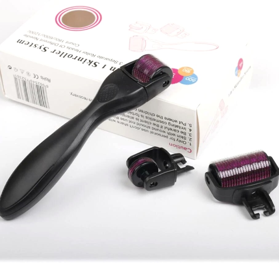 Derma Roller Kit For Face, Beard, Hair 540 Titanium Microneedle 0.5/1/1.5mm