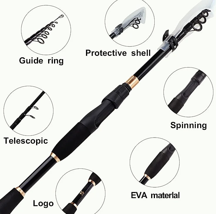 Sougayilang Telescopic Spinning Fishing Rod Carbon Fiber 1.8-2.4m