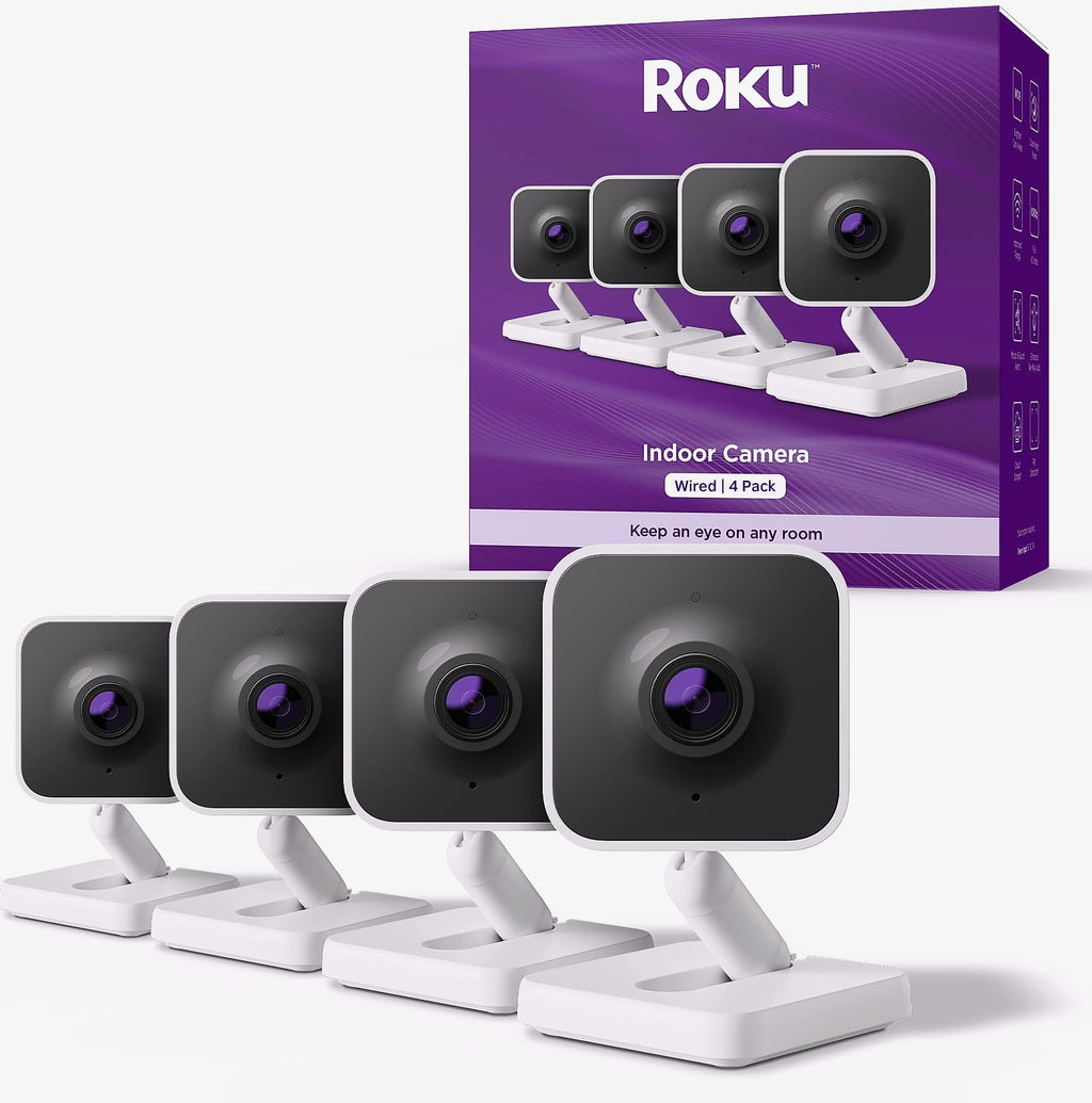 Roku Indoor Camera 2-Pack Wired Home Security with 1080p Night Vision