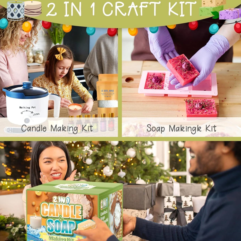2-in-1 Candle & Soap Making Kit for Beginners - Complete All-in-One DIY Craft Kit