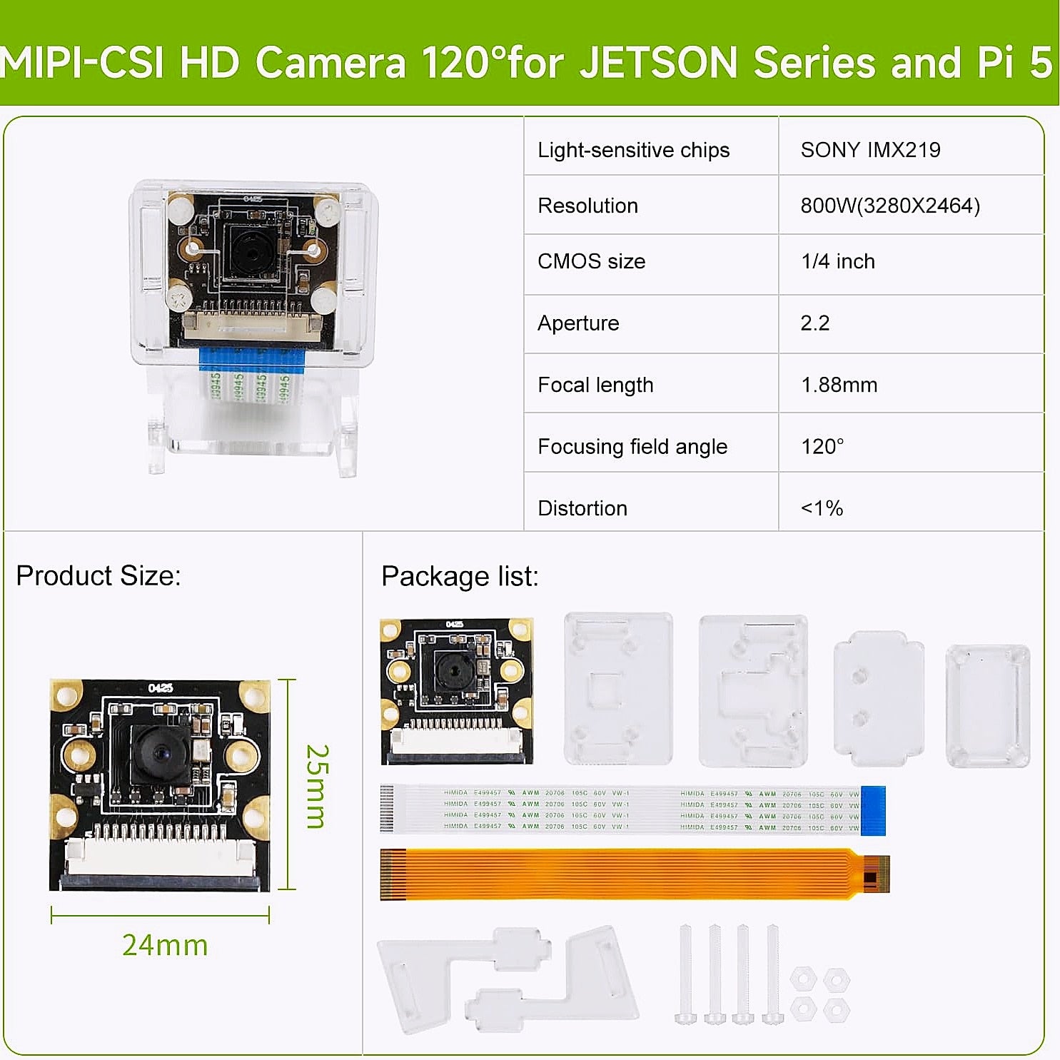 Yahboom IMX219 8MP 120° Camera Module for Jetson Nano