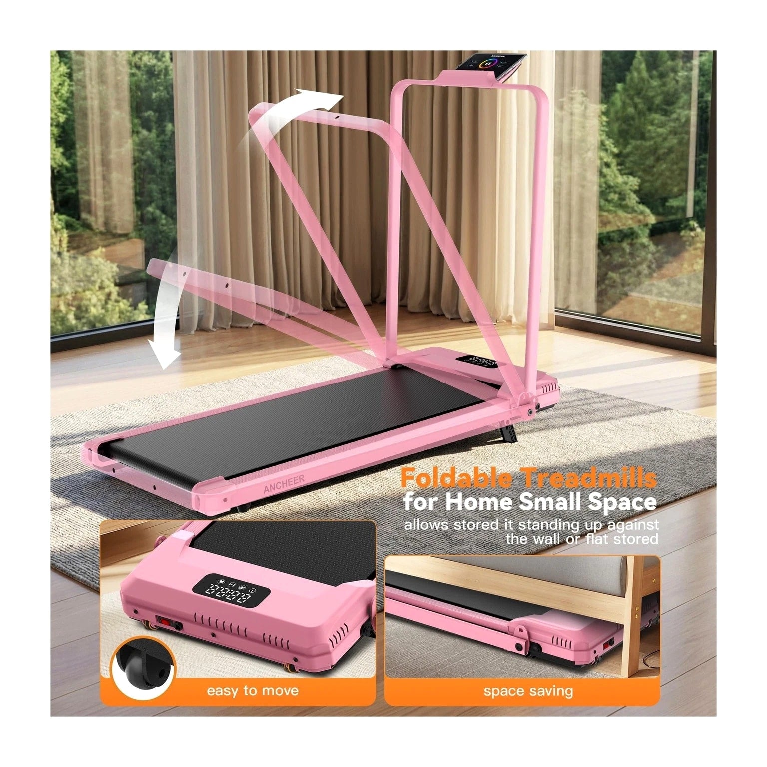 ANCHEER Walking Pad Treadmill with 12% Incline - Under Desk with Handle Bar,...