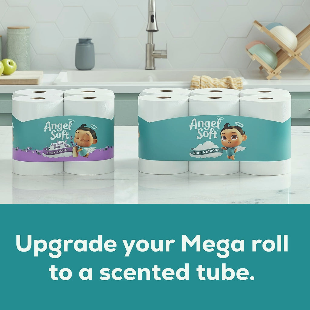 Angel Soft Mega Rolls Toilet Paper, 18 Pack, 2-Ply Soft Tissue