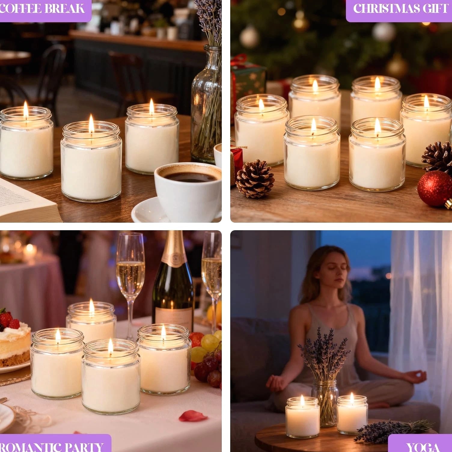 24 PCS 4oz White Soy Wax Candles, Lavender Scented Candle Gift Set, Bulk Party Favors...