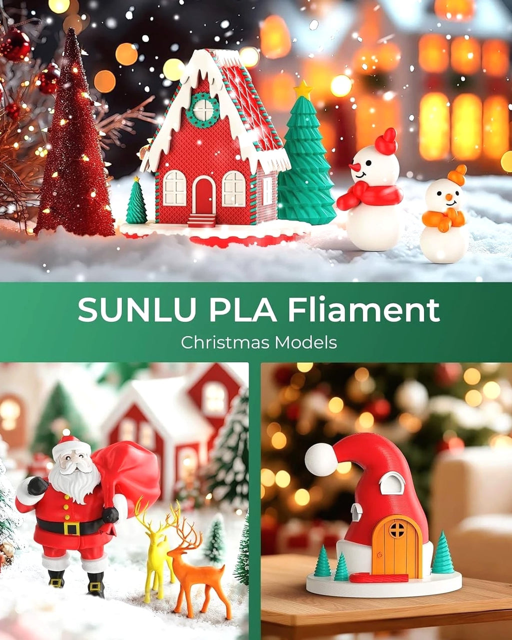 SUNLU 8-Roll PLA Filament 1.75mm Bundle, 250g Mini Spools, Tangle-Free, 8 Colors