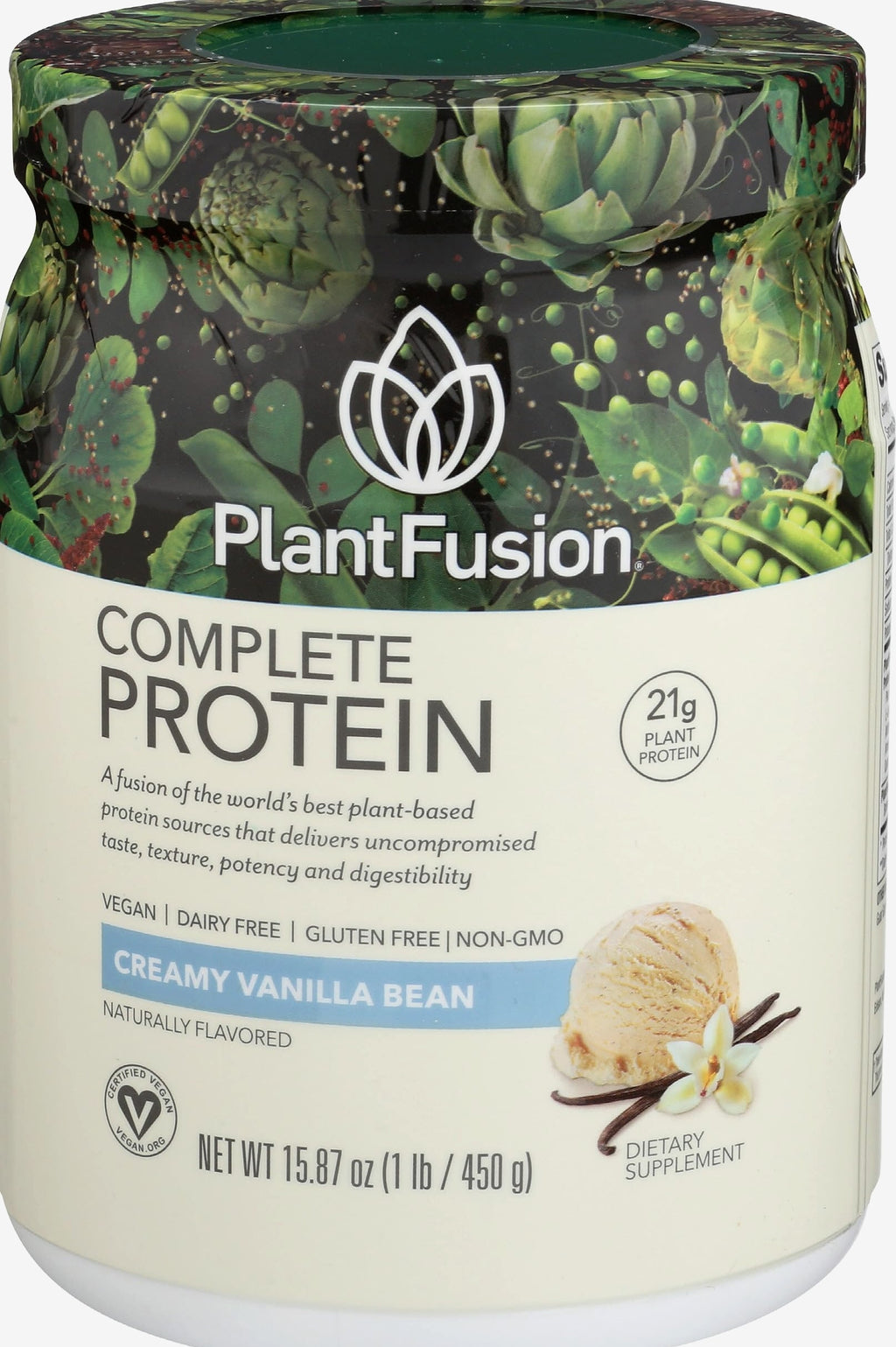 PlantFusion Complete Vegan Protein Powder Vanilla Bean 2 lb