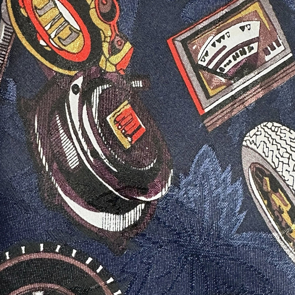 Vintage Florence Silk Tie, Automotive Gauges Novelty Navy 90s Mens 55x3.75in