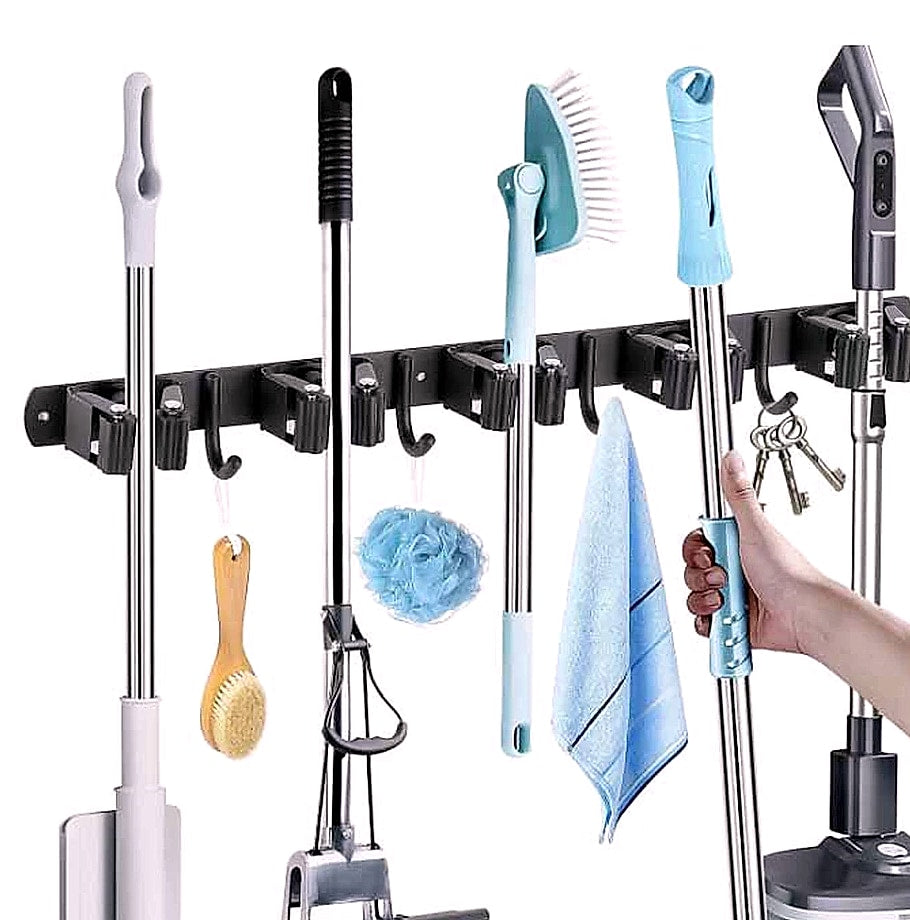 Stainless Steel Wall Mounted Mop and Broom Holder Organizer