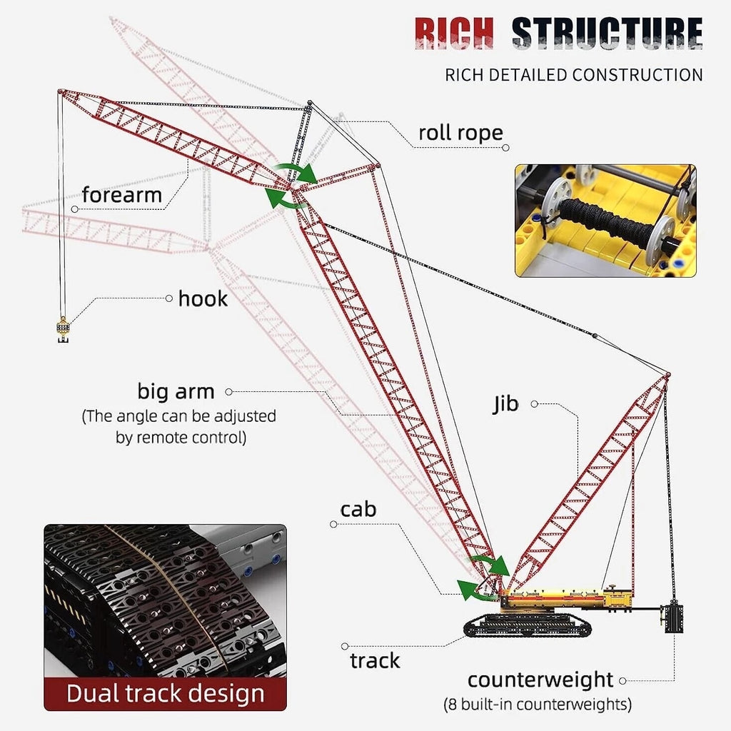 Mould King 17015 Crawler Crane Building Block Remote Control Construction Set