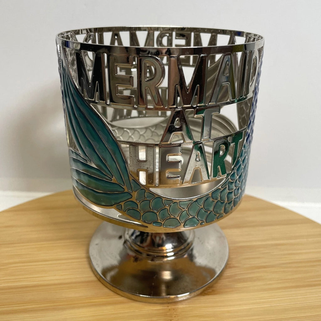 Bath & Body Works "Mermaid At Heart" Silver Metal 3 Wick Candle Holder Pedestal