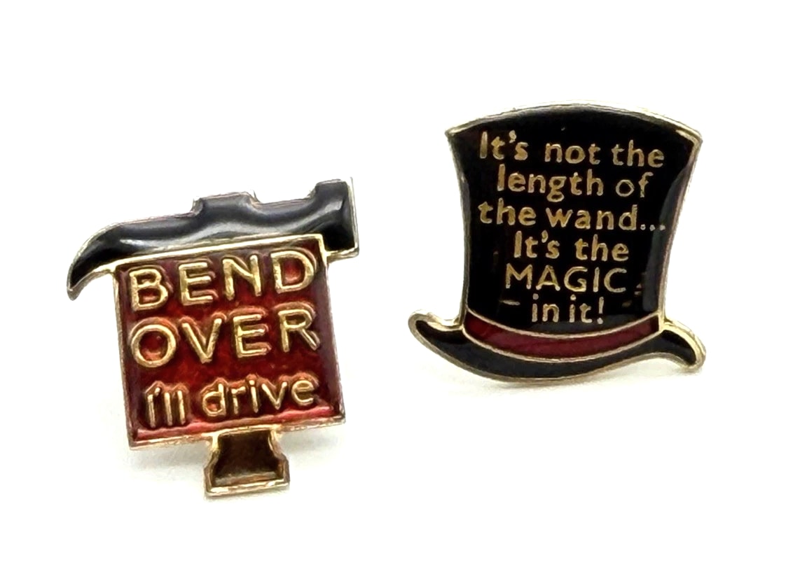 Lot of 11 Vtg 1988 Adult Humor Enamel Pins Novelty Retro Naughty Gag Gift