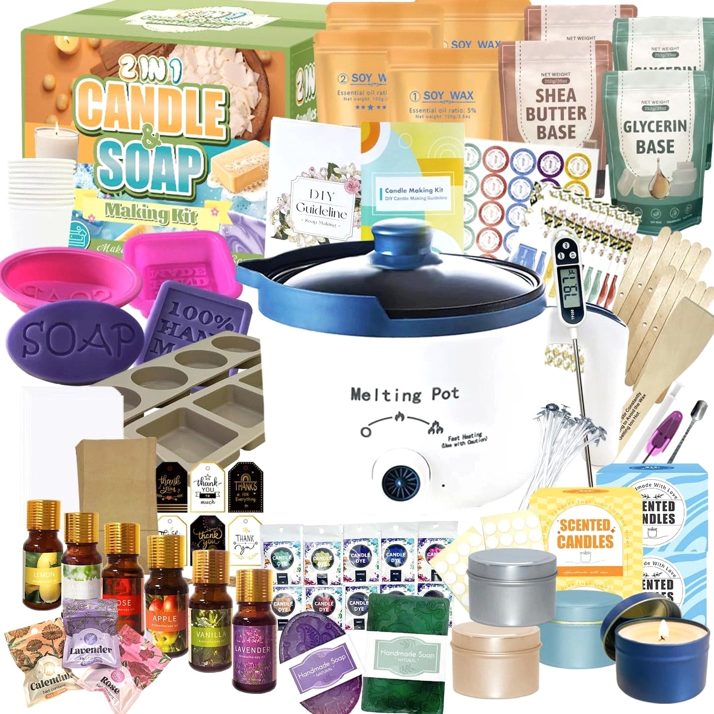 2-In-1 Candle & Soap Making Kit for Beginners, Complete All-in-One DIY Kit