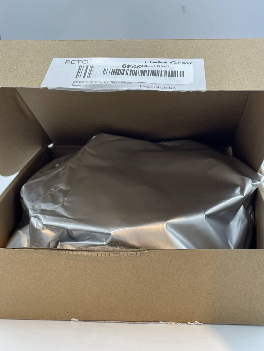 Overture PETG 3D Printer Filament - Grey 1.75mm/1kg Open Box