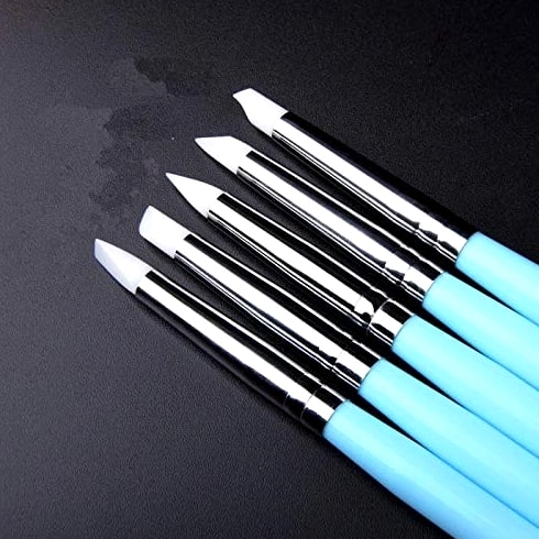 5 Pcs/set Soft Pottery Clay Tool Silicone & Stainless Steel Two Head Sculpting P