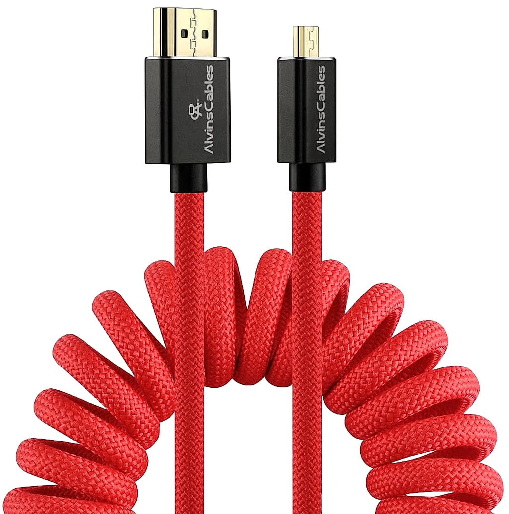 Alvin's Cables 8K Micro-HDMI to HDMI Coiled Cable for Cameras