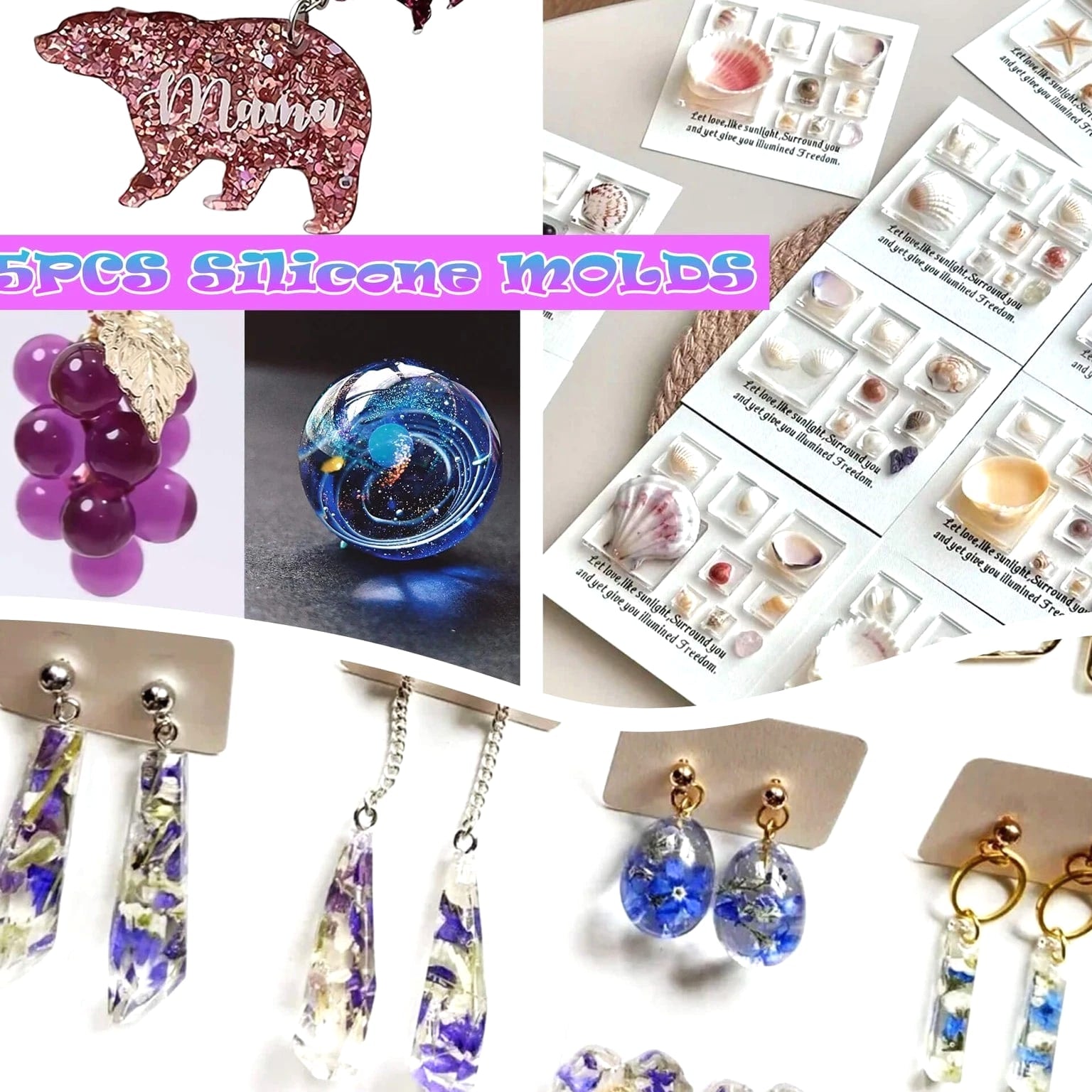 UV Resin Jewelry Making Kit, 300g Complete UV Resin Kit with Light, Molds, St...