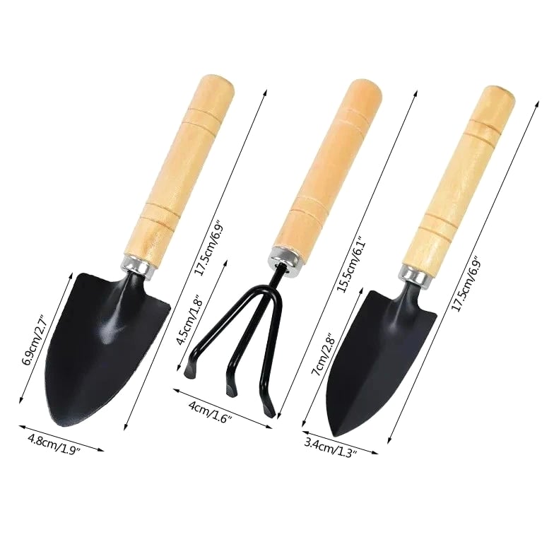 3Pcs Mini Garden Tool Set Indoor Plant Tools Shovel Rake Spade for Potting
