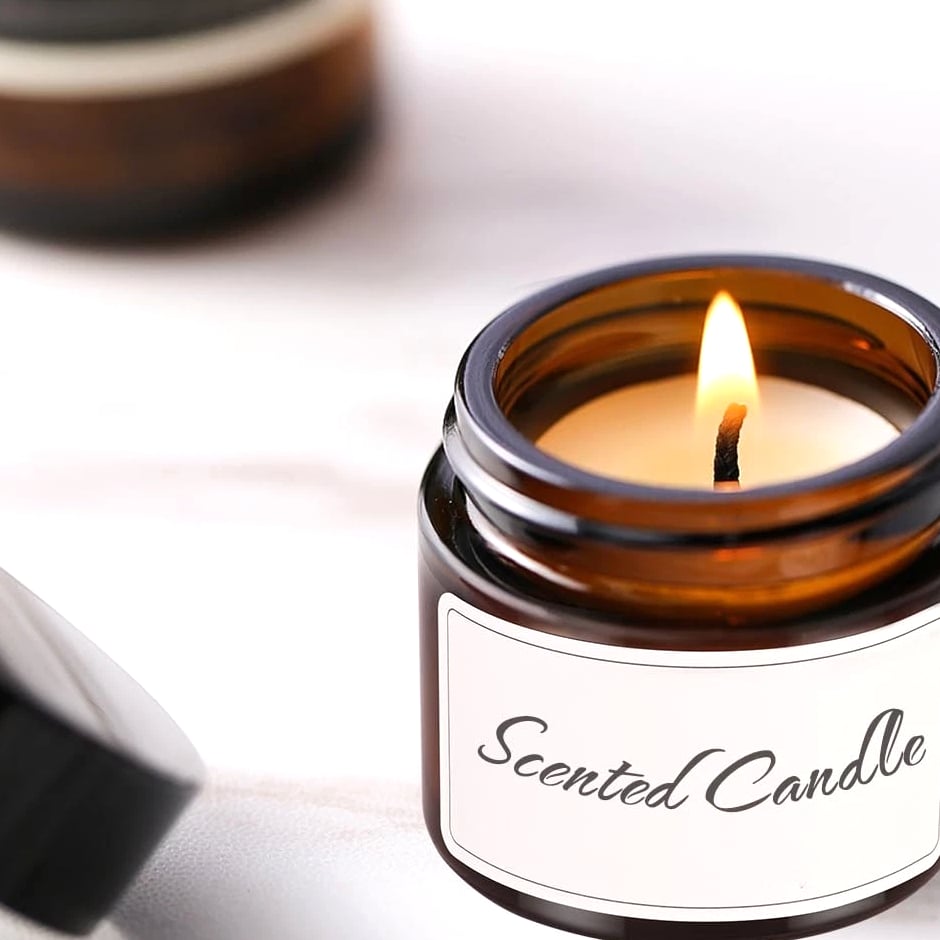 2 oz Glass Jars with Lids, 48 Pcs Small Amber Glass Candle Jars, Black Lids