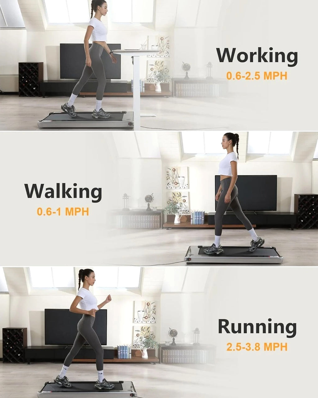 2.25HP Walking Pad Treadmill with Remote, Walking Pad Incline, Home Office