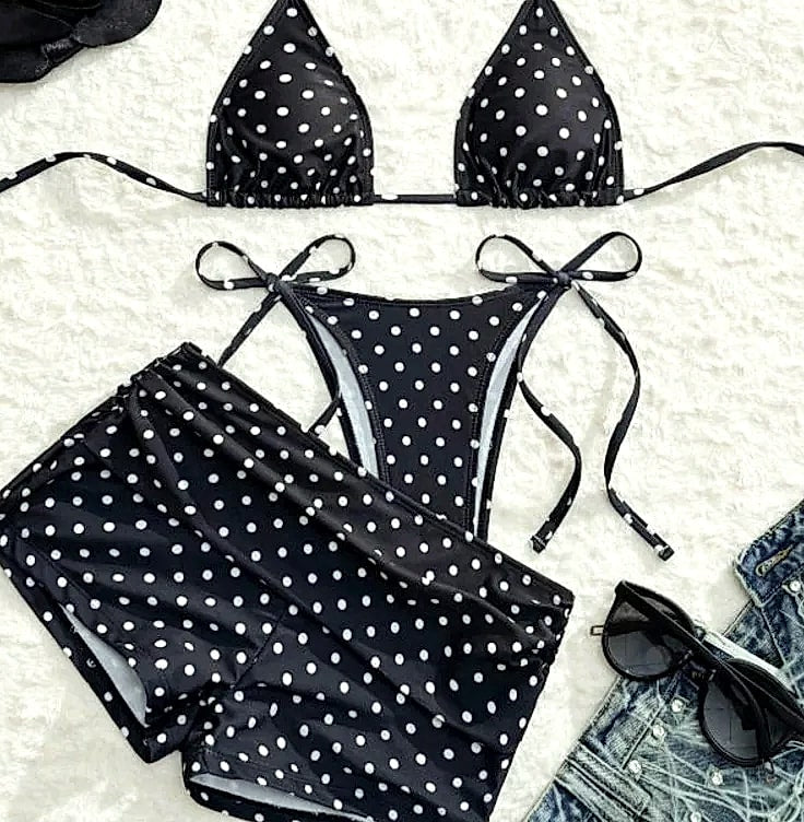 CeCheetah Dot Sexy 3-Piece Bikini Set Women's Swimwear