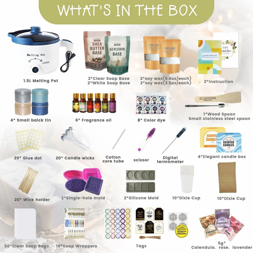 2-In-1 Candle & Soap Making Kit for Beginners, Complete All-in-One DIY Craft Kit