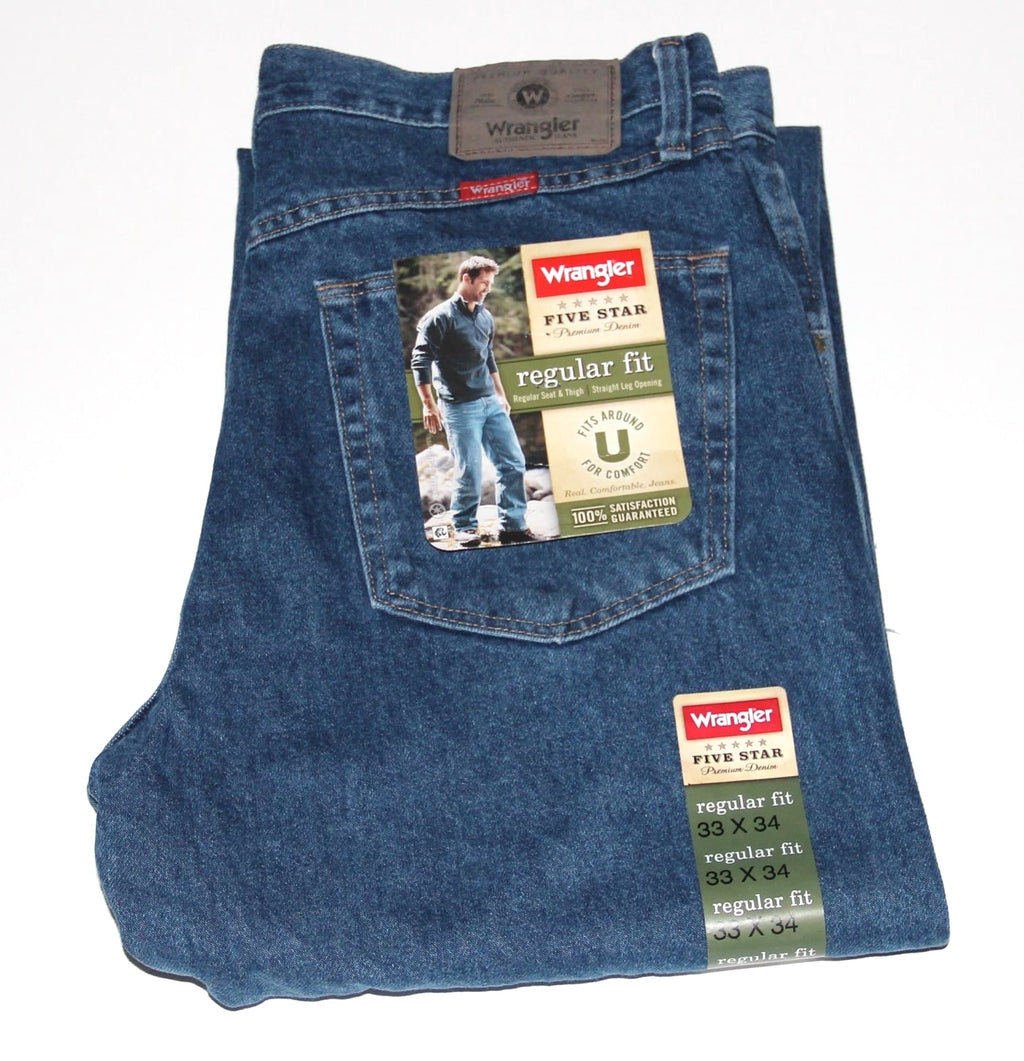 New Wrangler Five Star Regular Fit Jeans Men’s Sizes Five Colors 100% Cotton