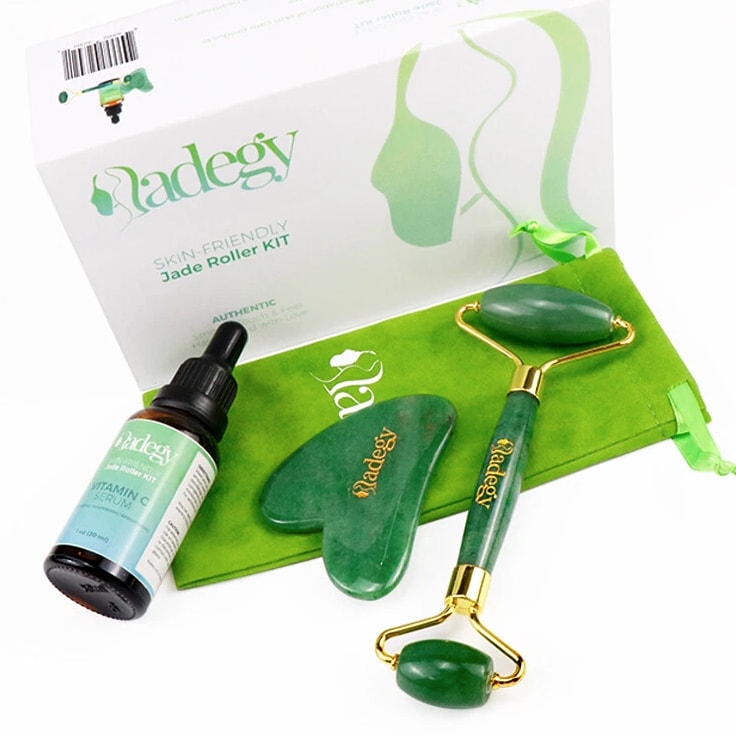 Aventurine Stone Face Roller + Gua Sha – Natural Green Jade Look, Gift Ready