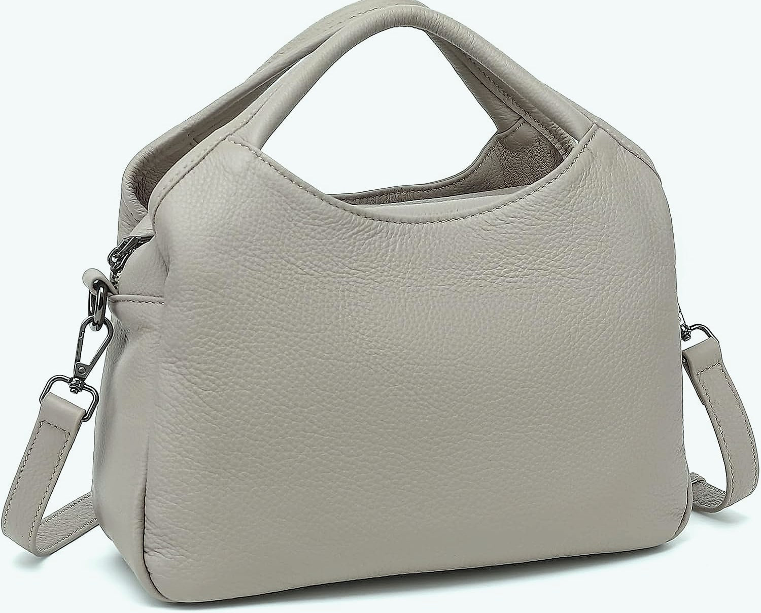 KOGTLA Medium Genuine Leather Handbag with Detachable Satchel Strap