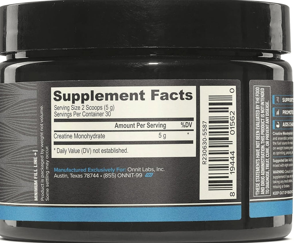 ONNIT Creatine Monohydrate Powder, 5g, IGEN Non-GMO
