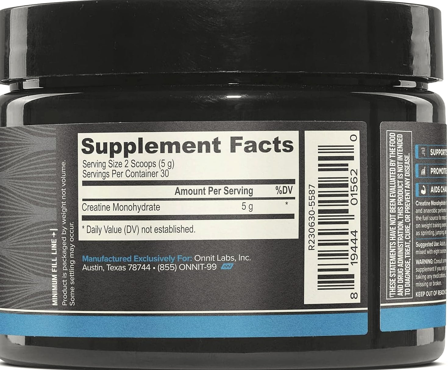 ONNIT Creatine Monohydrate Powder, 5g, IGEN Non-GMO