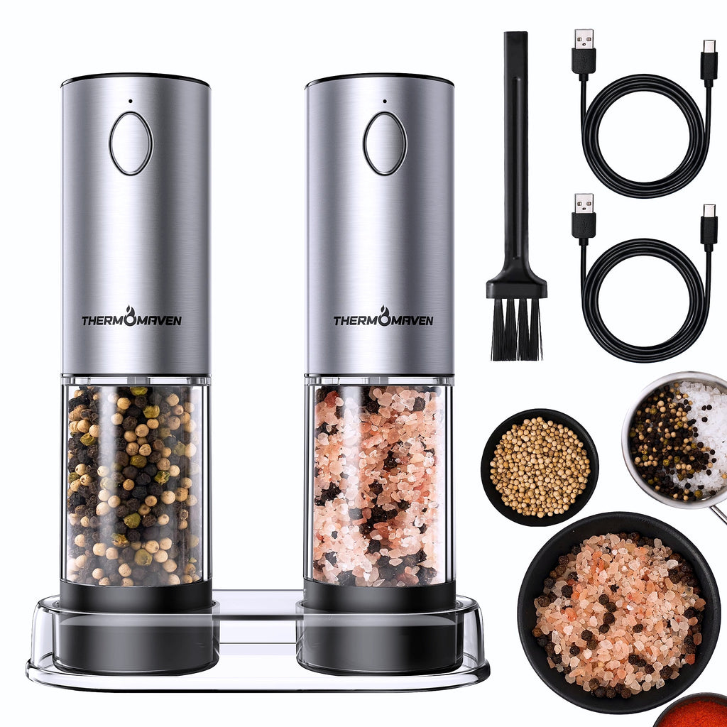 ThermoMaven 110ml Rechargeable Electric Salt Pepper Grinder Set