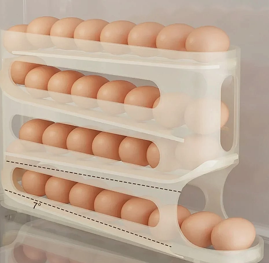 AEHOME 4-Layer Automatic Rolling Egg Holder Fridge Organizer