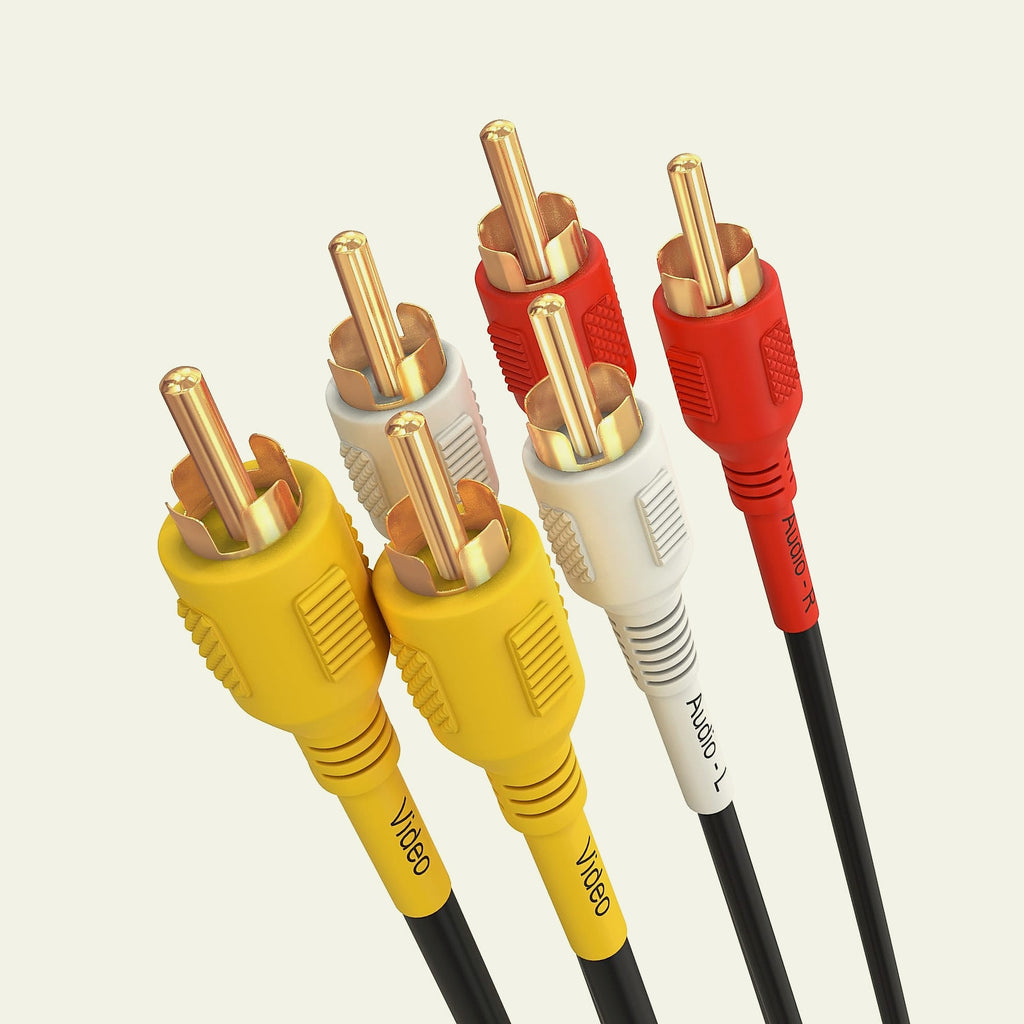 Cmple - 3 RCA Cable 50 Feet Composite Three RCA Male to Male Audio Video Cables A/V Gold Plated Triple Plug to Plug Cord for VHS/DVD Players, TVs