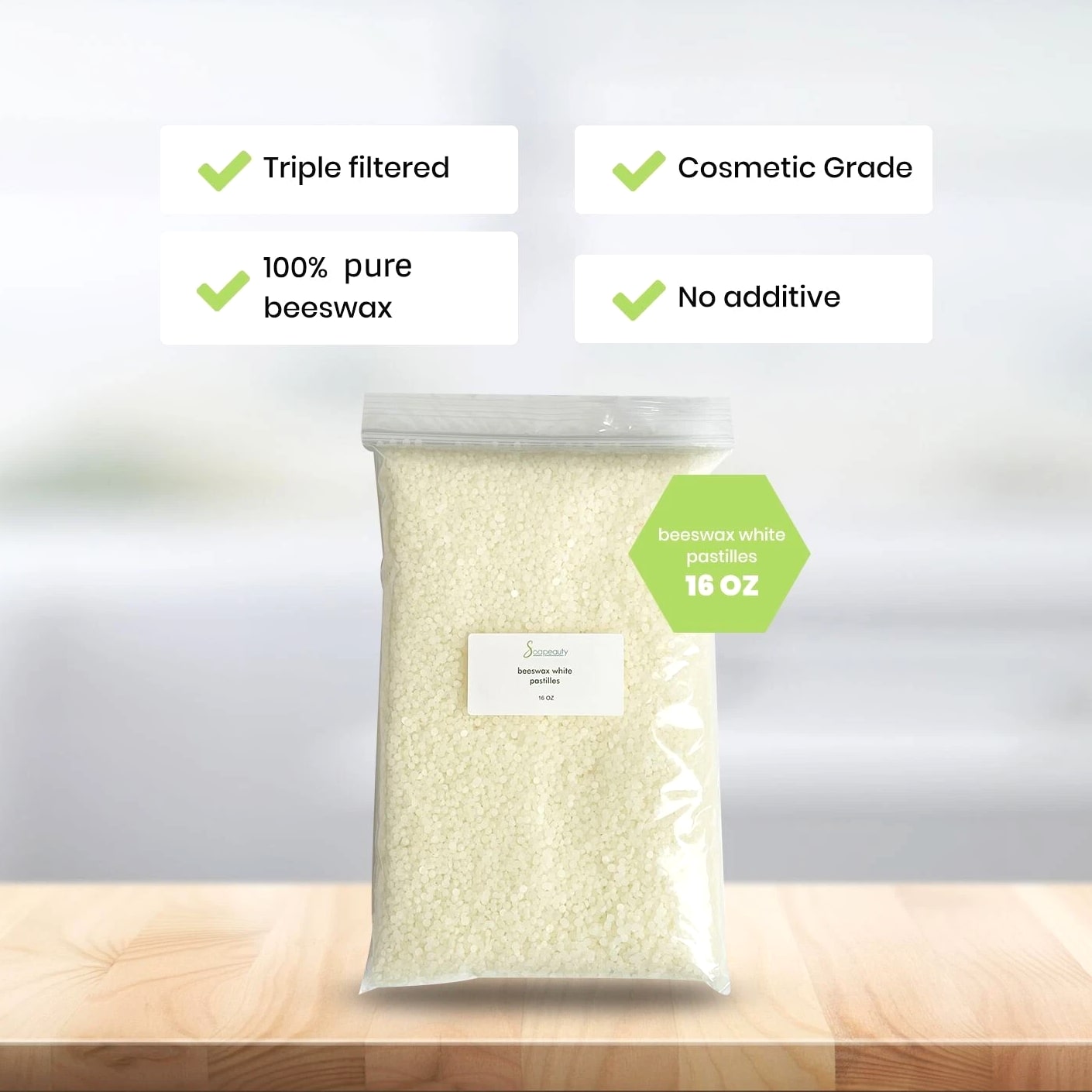 White Beeswax Pastilles Beads 100% Pure Natural Made in USA Bulk 2 oz