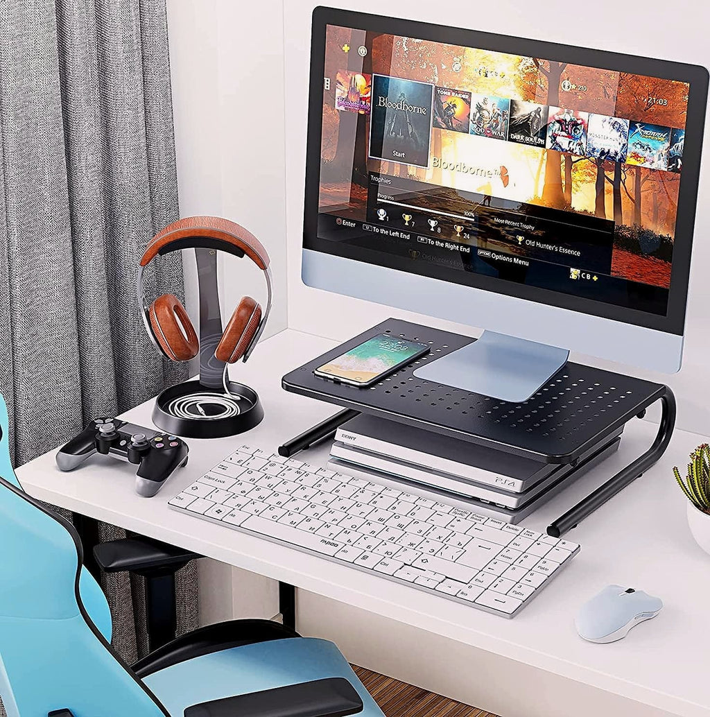 HUANUO Monitor Riser Desk Organizer with Vented Laptop Shelf