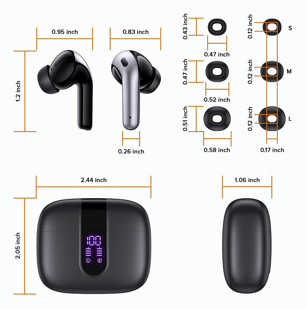 TAGRY Bluetooth Earbuds 60H Playback Wireless Charging IPX5