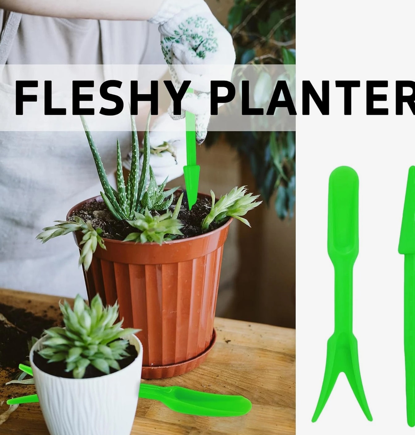 6PCS Mini Garden Hand Succulent Transplanting Tools Set, Plastic Seedling Dibber